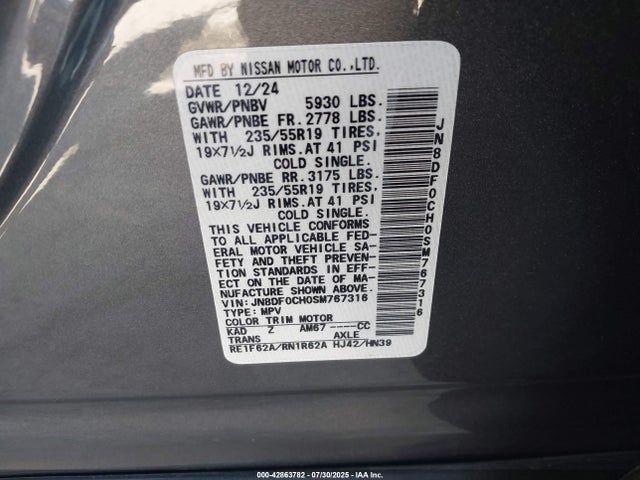 Nissan motor 2025 JN8DF0CH0SM767316 Image 9