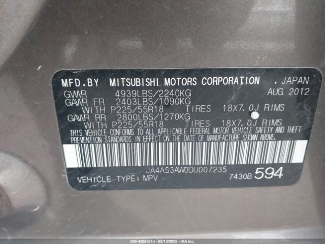 2013 MITSUBISHI OUTLANDER JA4AS3AW0DU007235 Photo 8
