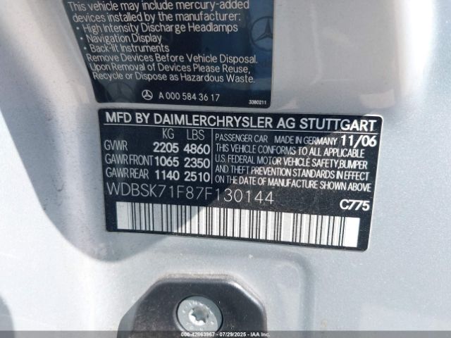 2007 MERCEDES-BENZ SL 550 WDBSK71F87F130144 Photo 8