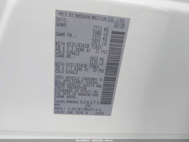 5N1DL0MN6KC526175 Infiniti QX60