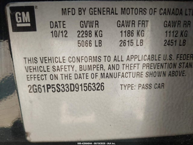 2013 CADILLAC XTS 2G61P5S33D9156326 Photo 8