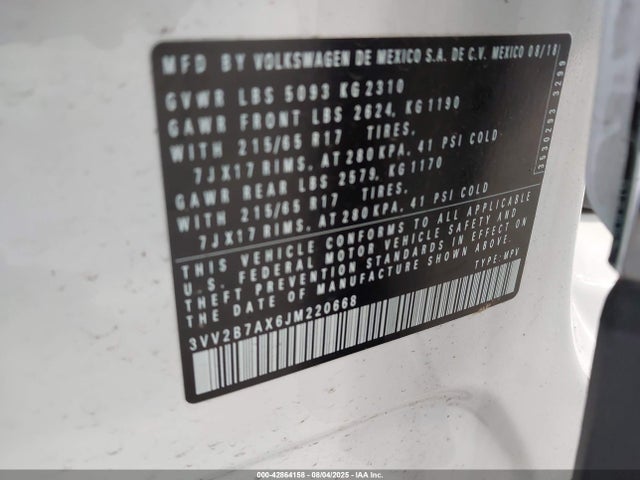 Volkswagen 2018 2018 3VV2B7AX6JM220668 Image 9