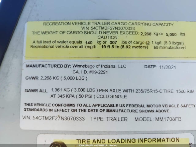 Winnebago 2022 2022 54CTM2F27N3070333 Image 9