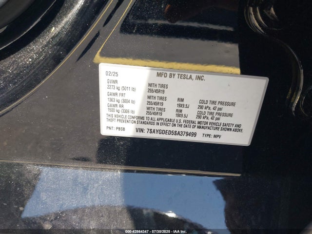 Tesla 2025 2025 7SAYGDED5SA379499 Image 9