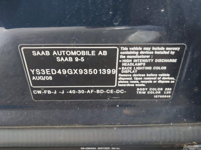 2009 SAAB 9-5 YS3ED49GX93501399 Photo 8