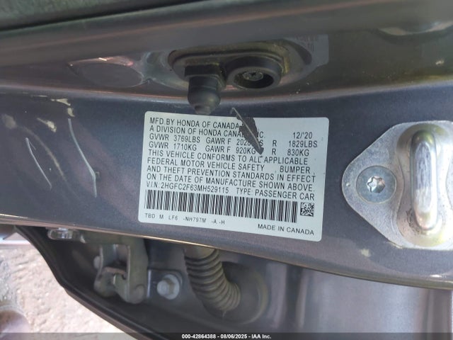 Honda k20c2 2021 2HGFC2F63MH529115 Image 9