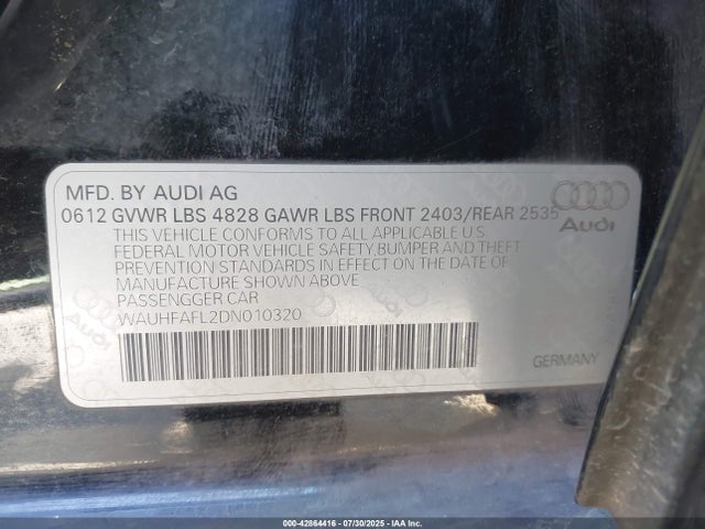 2013 AUDI A4 WAUHFAFL2DN010320 Photo 8