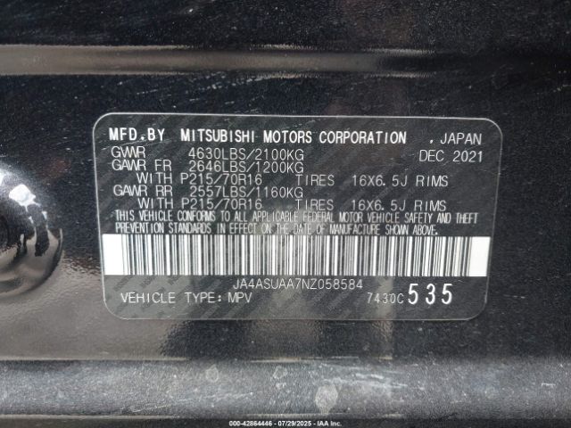 2022 MITSUBISHI ECLIPSE CROSS JA4ASUAA7NZ058584 Photo 8