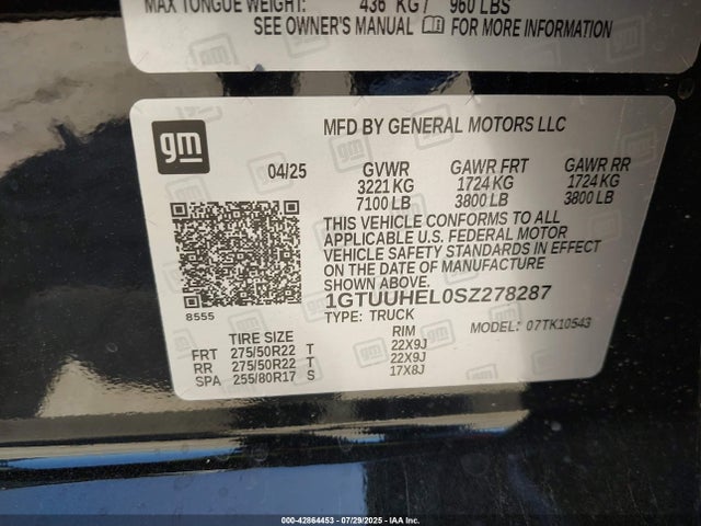 1GTUUHEL0SZ278287 GMC l87