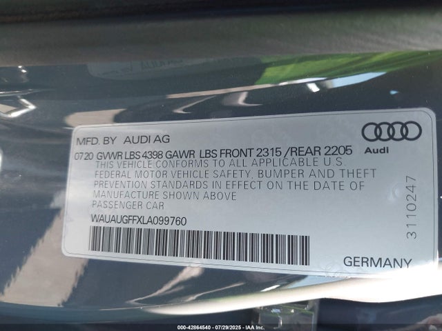 WAUAUGFFXLA099760 Audi A3