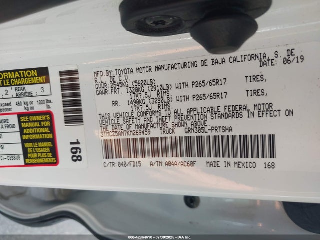 3TMCZ5AN7KM269459 Toyota 2gr-fks