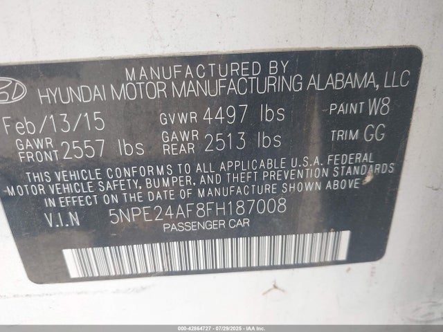 5NPE24AF8FH187008 Hyundai dohc gdi theta-ii