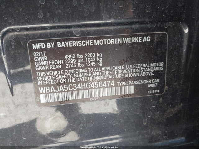 WBAJA5C34HG456474 BMW 2017