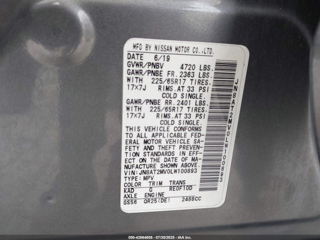 Nissan Rogue 2020 JN8AT2MV0LW100893 Image 9