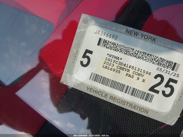 1G1YC3D41P5131596 Chevrolet Corvette Stingray Rwd 3lt