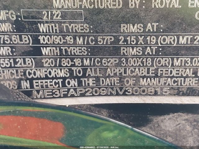 2022 ROYAL ENFIELD MOTORS CLASSIC 350 ME3FAP209NV300815 Photo 9