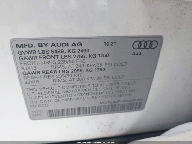2022 AUDI Q5 WA1GAAFY9N2034362 Photo 8