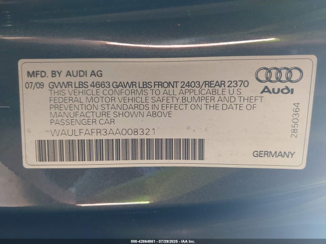 2010 AUDI A5 WAULFAFR3AA008321 Photo 8