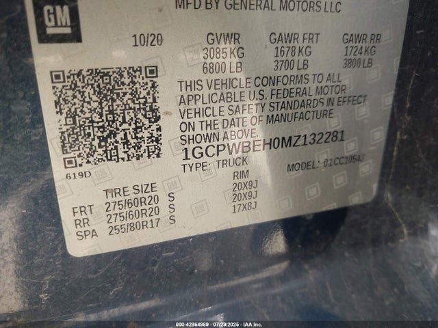 1GCPWBEH0MZ132281 Chevrolet lv3