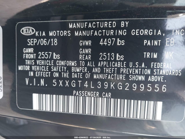 5XXGT4L39KG299556 KIA gdi