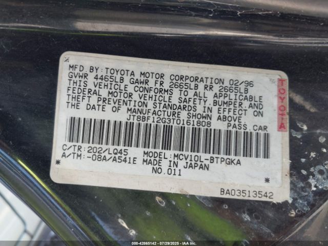 1996 LEXUS ES JT8BF12G3T0161808 Photo 8