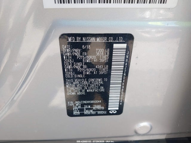 JN8AZ2NDXK9850044 Infiniti QX80