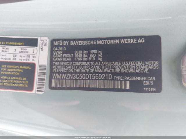 2013 MINI CONVERTIBLE WMWZN3C50DT569210 Photo 8