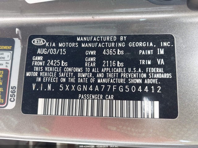 5XXGN4A77FG504412 KIA dohc gdi theta ii