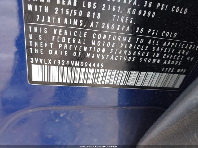 Продаж на аукціоні авто 2022 Volkswagen Taos 1.5t Se, vin: 3VVLX7B24NM004445, номер лоту: 42865206