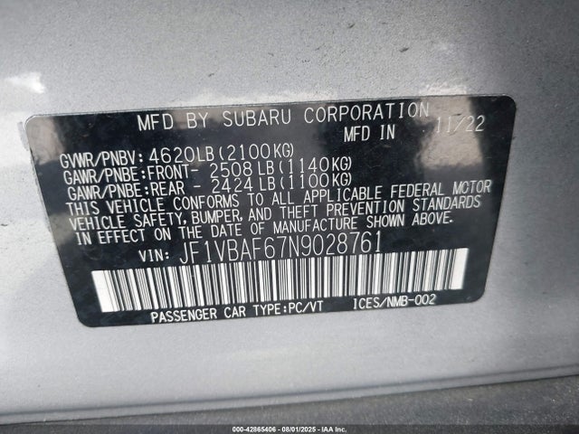 Subaru dib 2022 JF1VBAF67N9028761 Image 9