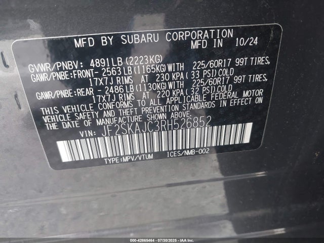 Subaru na u5 2024 JF2SKAJC3RH526852 Image 9