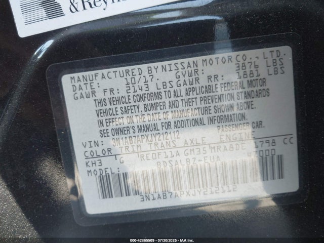 3N1AB7APXJY212112 Nissan 2018