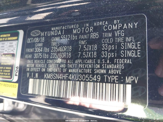 Hyundai gdi lambda ? 2019 KM8SN4HF4KU305549 Image 9