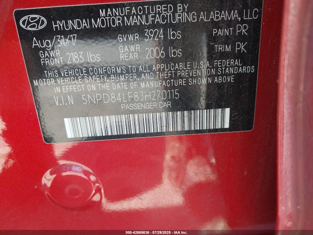 Hyundai mpi nu 2018 5NPD84LF8JH270115 Image 9