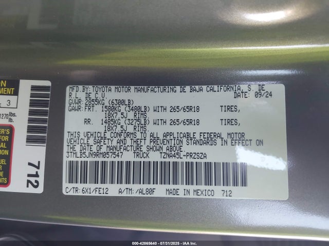Toyota t24a-fts 2024 3TMLB5JN9RM057547 Image 9