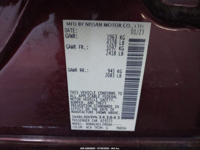 Nissan 2023 2023 1N4BL4DV9PN343843 Image 9