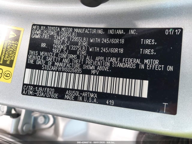 5TDZARFH1HS026895 Toyota 1ar-fe