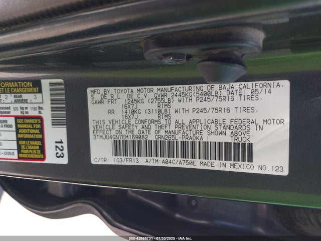 Toyota 1gr-fe 2014 3TMJU4GN7EM169082 Image 9