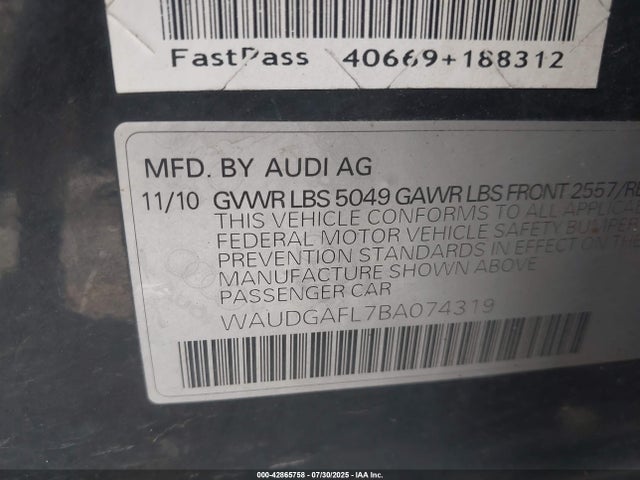 2011 AUDI S4 WAUDGAFL7BA074319 Photo 8