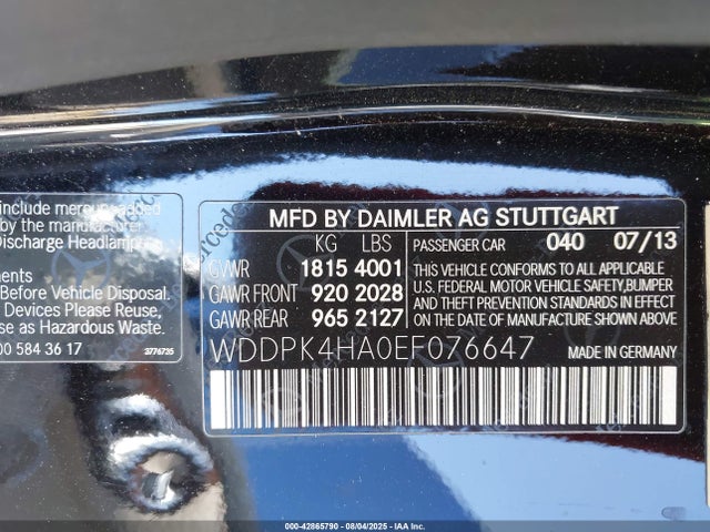 WDDPK4HA0EF076647 Mercedes-Benz SLK-Class
