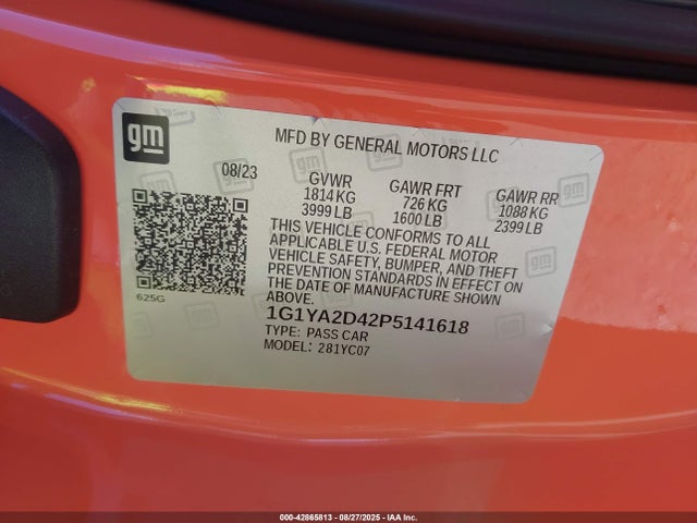 Chevrolet lt2 2023 1G1YA2D42P5141618 Image 9