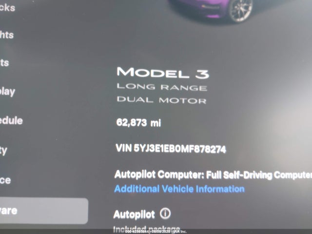 Tesla MODEL 3 2021 5YJ3E1EB0MF878274 Image 15