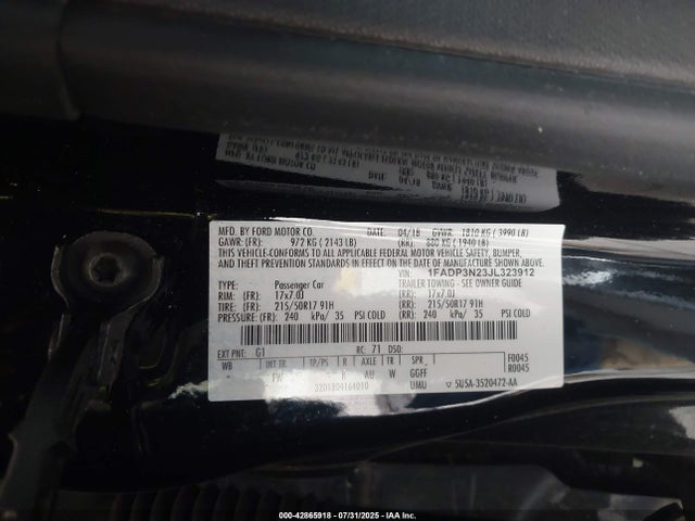 1FADP3N23JL323912 Ford 2.0l gdi