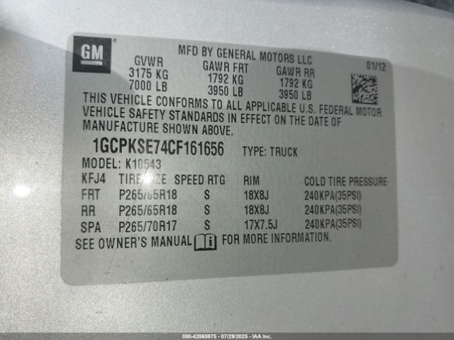 2012 CHEVROLET SILVERADO 1500 1GCPKSE74CF161656 Photo 8