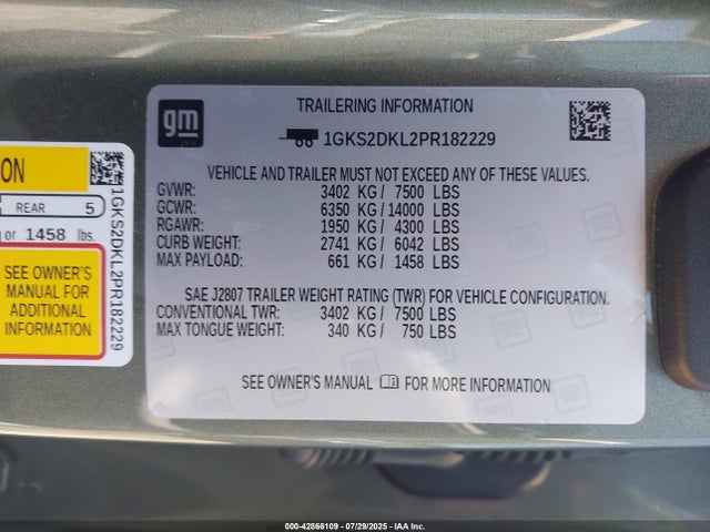 GMC l87 2023 1GKS2DKL2PR182229 Image 9