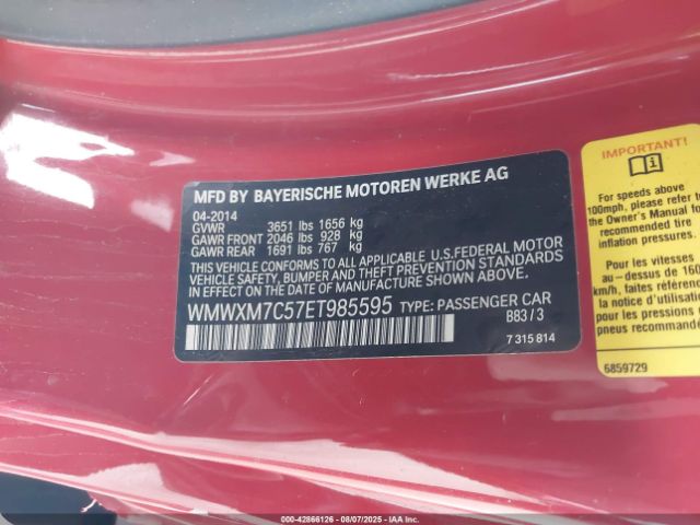 2014 MINI HARDTOP WMWXM7C57ET985595 Photo 8