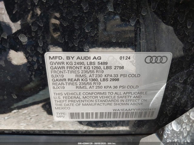 2024 AUDI Q5 WA1EAAFY1R2065411 Photo 8