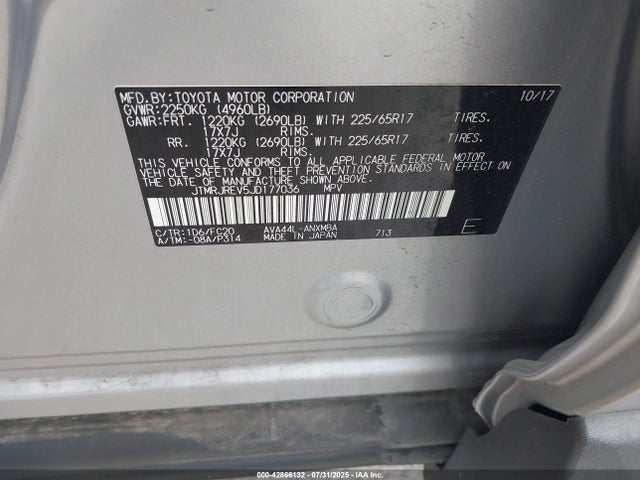 JTMRJREV5JD177036 Toyota 2ar-fxe, 2jm+2fm