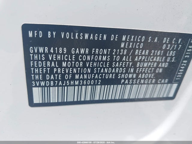 Volkswagen 1.4 tsi 2017 3VWDB7AJ5HM360012 Image 9