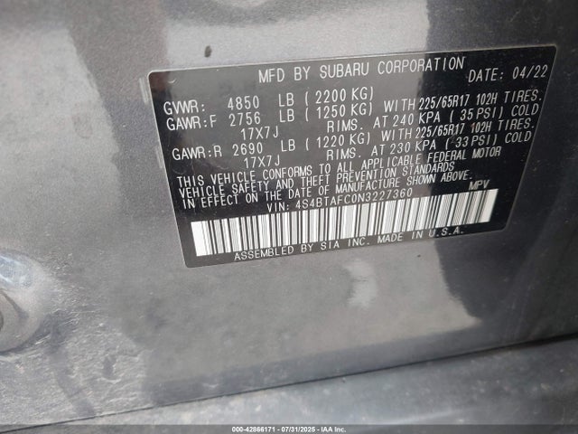 4S4BTAFC0N3227360 Subaru na, u5
